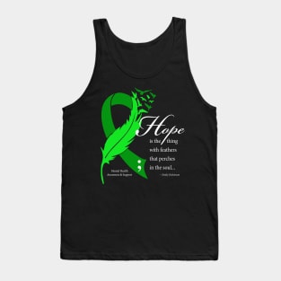 Mental health: hope ribbon, white type Tank Top